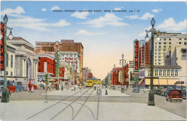 Canal Street Looking East New Orleans Louisiana Vintage Postcard (unposted)
