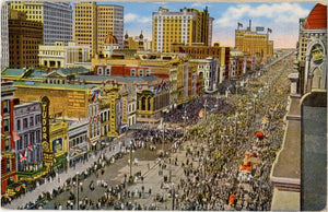 Mardi Gras Crowds Canal Street New Orleans Louisiana Vintage Postcard 1948 - Vintage Postcard Boutique