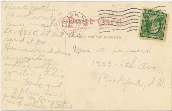 Lincoln Nebraska Boating on Capital Beach Vintage Postcard 1911