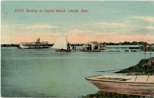 Lincoln Nebraska Boating on Capital Beach Vintage Postcard 1911 - Vintage Postcard Boutique
