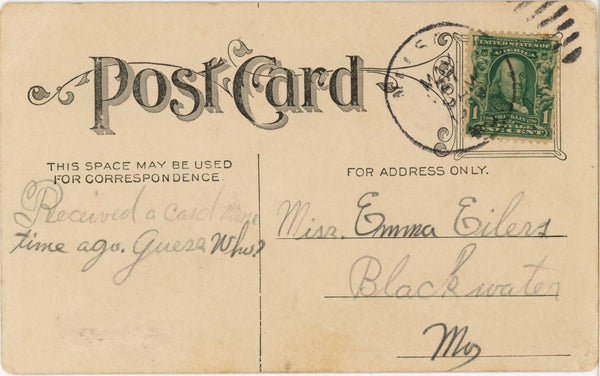 Romantic Couple Carving Heart in Birch Tree Vintage Postcard c 1910s
