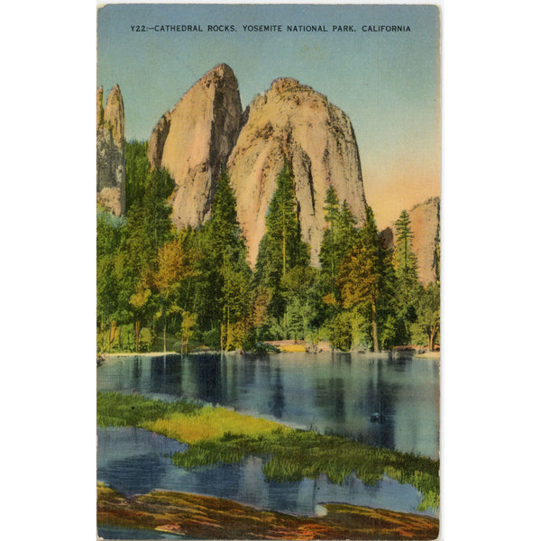 Cathedral Rocks Yosemite National Park California Vintage Postcard 1941