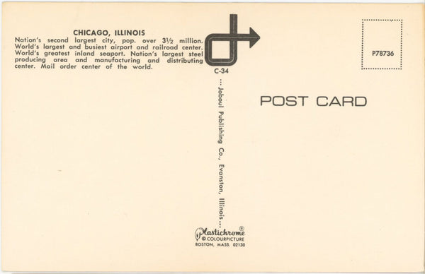 Chicago Illinois Large Letter Vintage ChromePostcard (unposted)