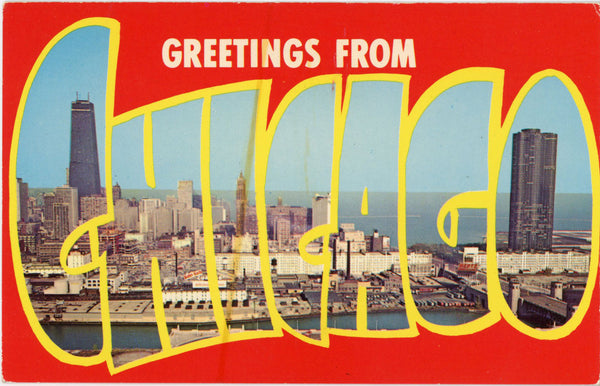 Chicago Illinois Large Letter Vintage ChromePostcard (unposted)