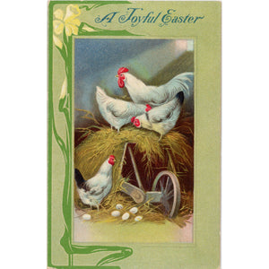 Vintage Embossed Joyful Easter Chickens Postcard 1915 - Vintage Postcard Boutique