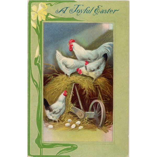 Vintage Embossed Joyful Easter Chickens Postcard 1915 - Vintage Postcard Boutique