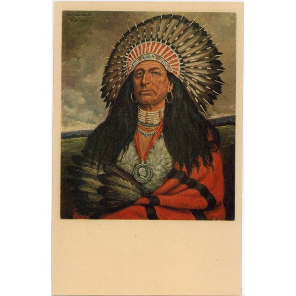 Chief Red Shirt Sioux Warrior Vintage Native American Postcard (unposted)
