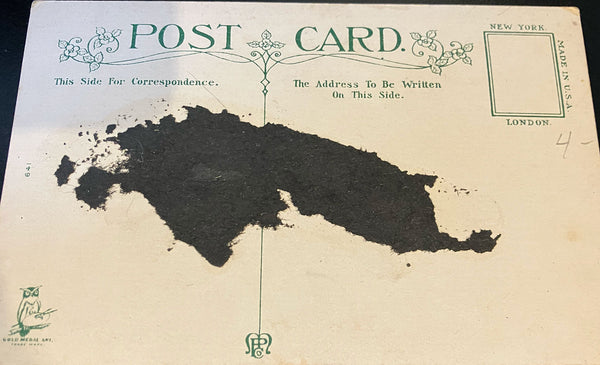 Antique Christmas Gold Metal Art Postcard Children Toys Snow Scene c1910s