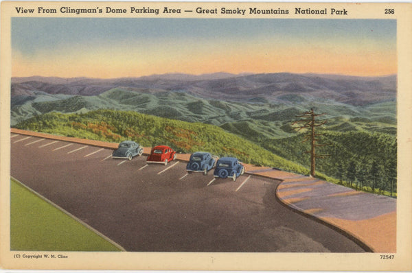 Clingman's Dome Parking View Smoky Mountains National Park Vintage Postcard c. 1930s