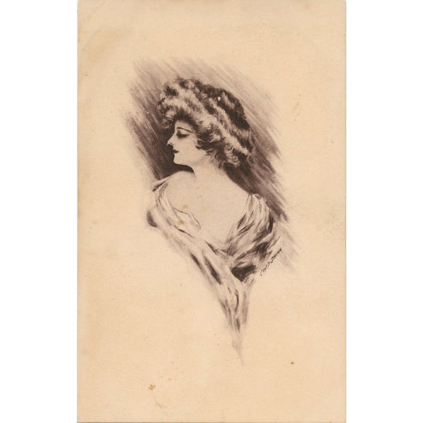 Art Nouveau Pretty Lady Vintage Postcard A/S Cobb Shinn c1910 (unused) - Vintage Postcard Boutique