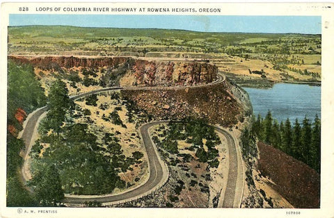 Columbia River Highway Loops Rowena Heights Oregon Vintage Postcard (unused)