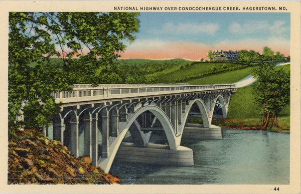 Hagerstown Maryland National Hwy Conococheague Creek Vintage Postcard (unused)