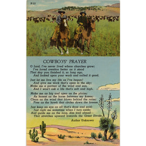 Cowboys' Prayer - Cowboys on Horseback Vintage Western Postcard (unposted) - Vintage Postcard Boutique