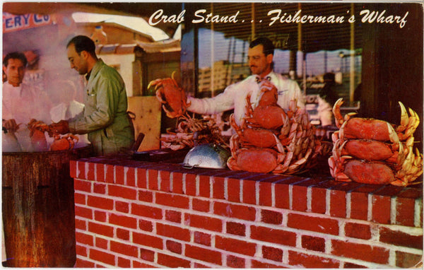 San Francisco Crab Stand Fisherman's Wharf California Vintage Postcard 1963