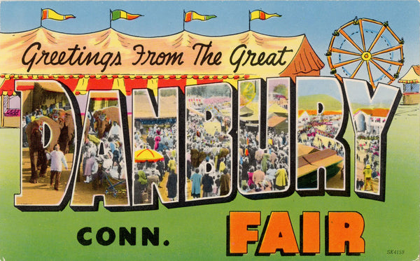 Danbury Fair Connecticut Large Letter Vintage Postcard (unused)