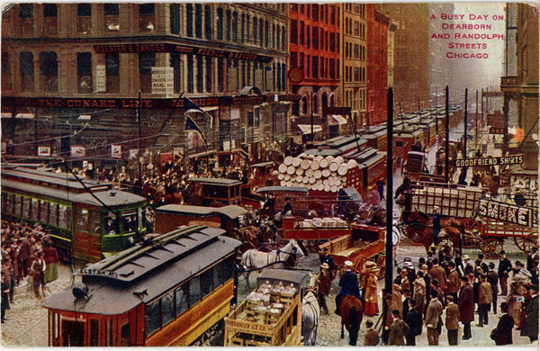 Dearborn & Randolph Streets Chicago Illinois Vintage Postcard c. 1910s