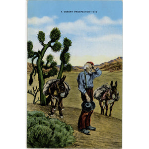 Desert Prospector Vintage Western Postcard c. 1940s (unposted) - Vintage Postcard Boutique