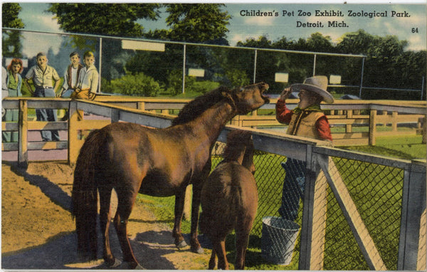 Zoological Park Children's Petting Zoo Detroit Michigan Vintage Postcard (unposted)