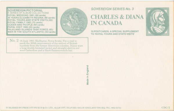 Prince Charles & Princess Diana in Nova Scotia Vintage Postcard (unused)