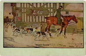 Hunting Dogs Horse 'Drawn Blank' Vintage Postcard signed CECIL ALDIN c 1910s - Vintage Postcard Boutique