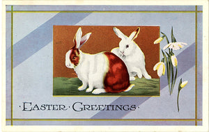 Easter Bunnies Rabbits Vintage Postcard 1910s
