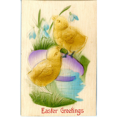 Easter Chicks & Egg Bas Relief Vintage Postcard Embossed 1910s
