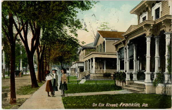 Franklin Pennsylvania Girls on Elk Street Scene Vintage Postcard 1910
