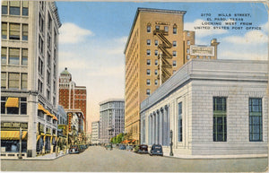 El Paso Texas Mills Street Looking West from Post Office Vintage Postcard 1945 - Vintage Postcard Boutique