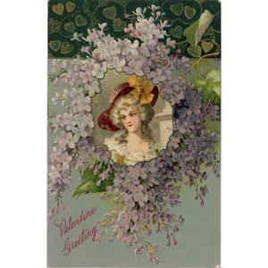 Vintage Valentine's Day Lady in Hat Embossed Postcard c 1910 - Vintage Postcard Boutique