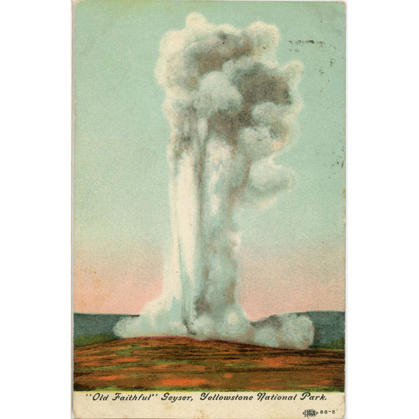 Old Faithful Geyser Embossed Yellowstone National Park Wyoming Vintage Postcard 1910