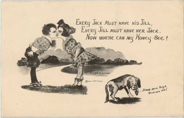 Every Jack Must Have His Jill Kissing Children COPP & SHINN Vintage Postcard 1912