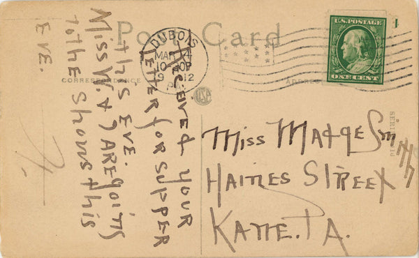 Romantic Couple Kissing in Canoe Vintage Postcard 1912