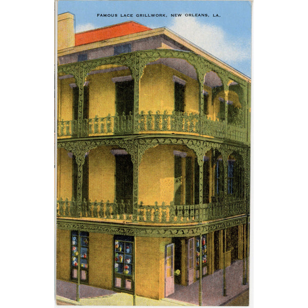 New Orleans French Quarter Famous Lace Grillwork Louisiana Vintage Postcard (unused)