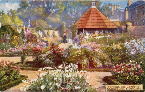Vintage Tuck's Oilette Botanical Postcard Famous Old Gardens Dairy Garden 1910s (unused) - Vintage Postcard Boutique