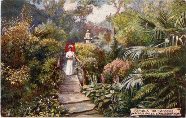 Famous Old Gardens Japanese Vintage Tuck's Oilette Botanical Postcard 1910s (unused) - Vintage Postcard Boutique