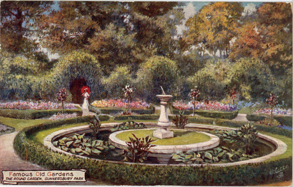 Famous Old Gardens Round Garden Vintage Tuck's Oilette Botanical Postcard 1910s (unused) - Vintage Postcard Boutique