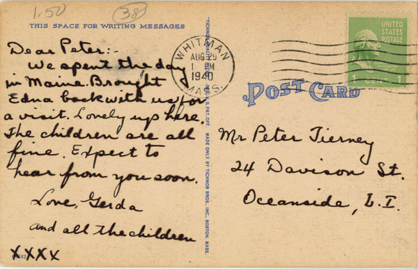 Fisherman's Luck is Great in Maine Vintage Fishing Angler Postcard 1940