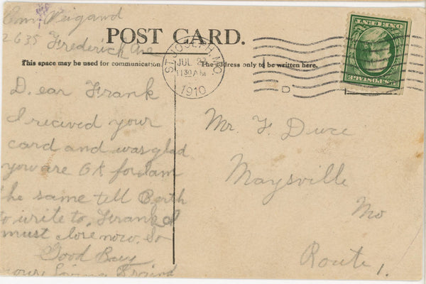 Flying Taught by Male Romantic Couple signed J CALVERT SMITH Vintage Postcard 1910