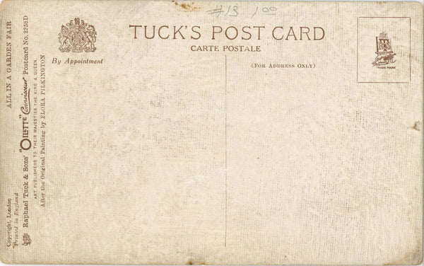 Tuck's Oilette Garden Fair Botanical Vintage Postcard 1910s (unused)