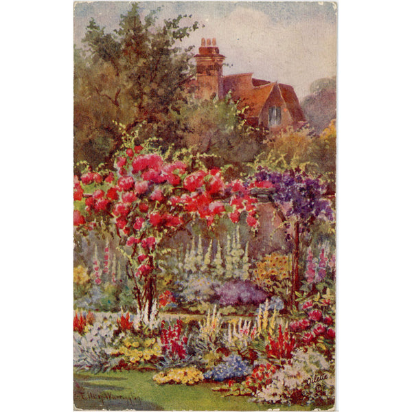 Tuck's Oilette Botanical Vintage Postcard All in Garden Fair 1910s (unused)