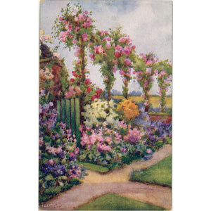 Vintage Tuck's Oilette Botanical Postcard All in Garden Fair 1910s (unused) - Vintage Postcard Boutique