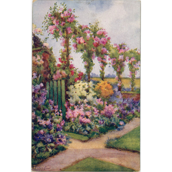 Vintage Tuck's Oilette Botanical Postcard All in Garden Fair 1910s (unused)