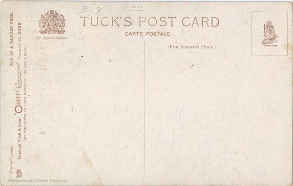 Vintage Tuck's Oilette Botanical Postcard All in Garden Fair 1910s (unused)