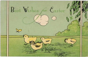 Vintage Easter Postcard Pastel Chicks Gibson Lines 1913 - Vintage Postcard Boutique