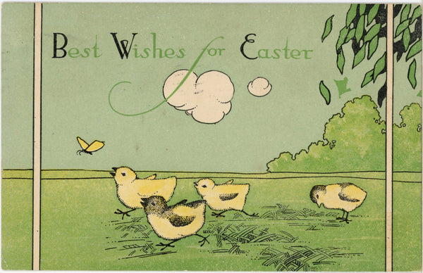 Vintage Easter Postcard Pastel Chicks Gibson Lines 1913