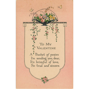Vintage Floral Valentine Postcard Gibson Lines (unused) - Vintage Postcard Boutique