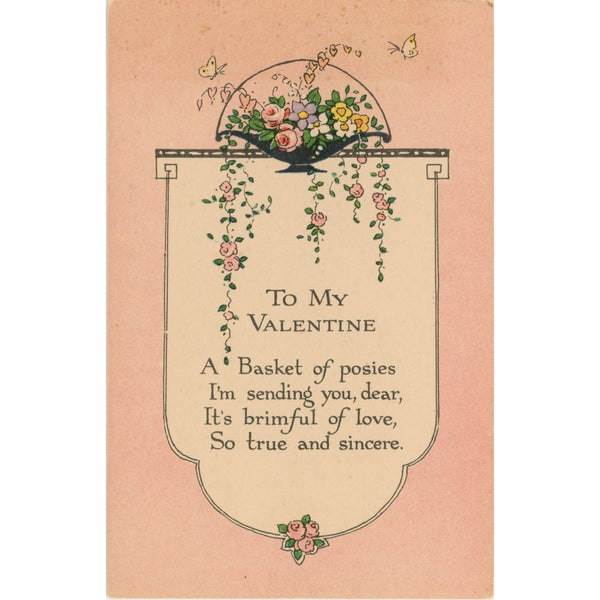 Vintage Floral Valentine Postcard Gibson Lines (unused) - Vintage Postcard Boutique