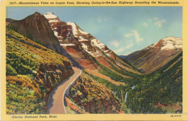 Glacier National Park Montana Logan Pass Vintage Postcard (unposted)