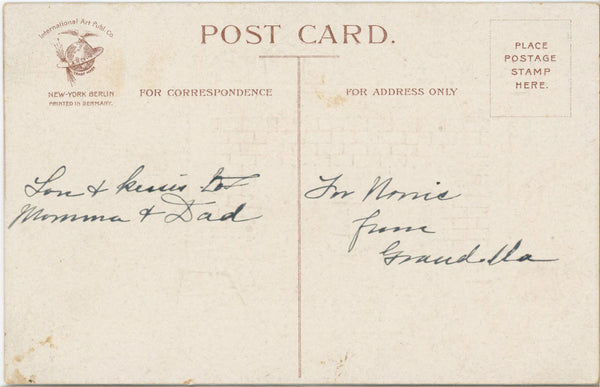 Thanksgiving Hearth Scene Vintage Embossed Postcard signed CLAPSADDLE c. 1910