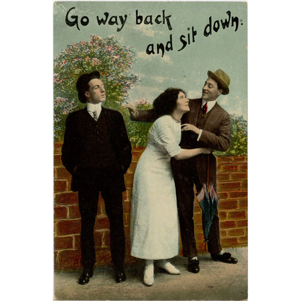 Romantic 'Go Way Back and Sit Down' Series 1325 Vintage Postcard c. 1910s